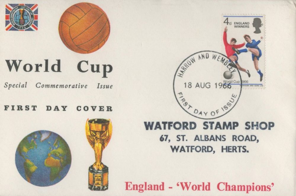 Lot 290: World Cup 1966 FDC England Winners with Harrow...