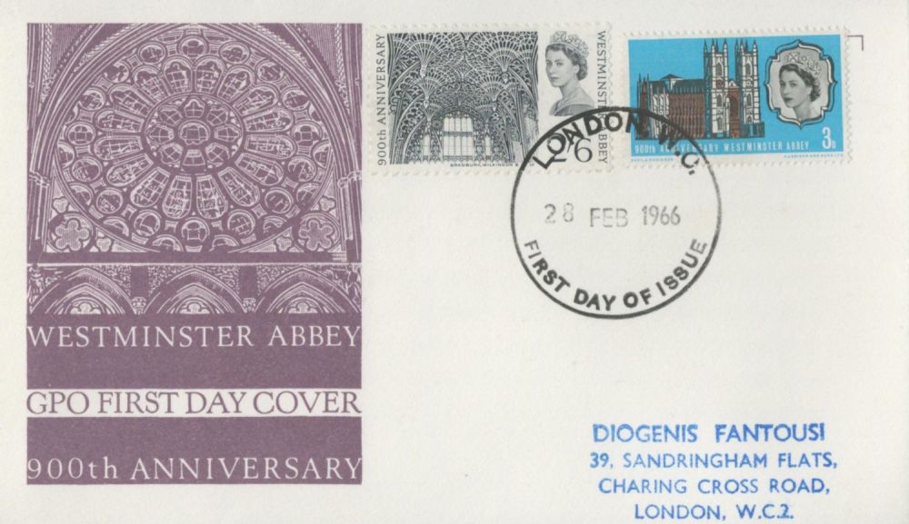 Lot 291: 1966 Westminster Abbey FDC, Phos 3d, London WC...