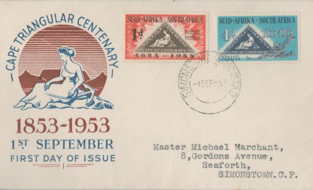 Lot 297: 1953 South Africa Cape Triangular Centenary illustrated FDC...