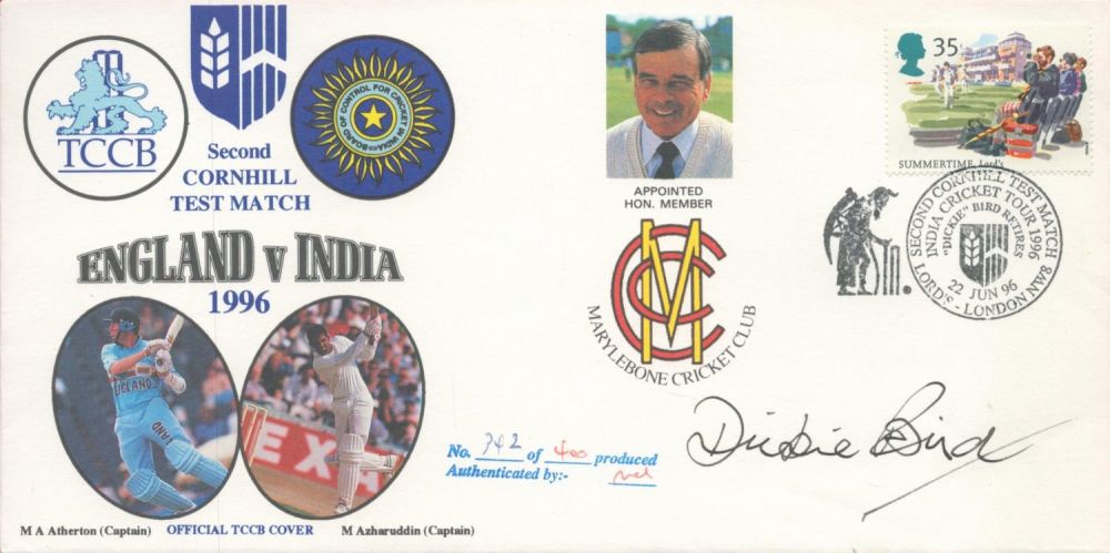 Lot 80: Cricket Dickie Bird signed Second Cornhill Test Match...