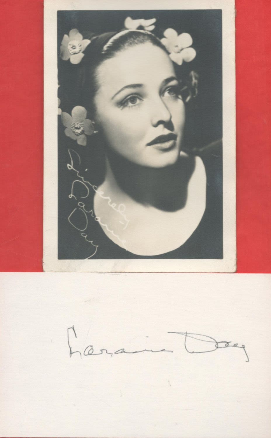 Lot 269: Laraine Day signed album page and 6x4 vintage...
