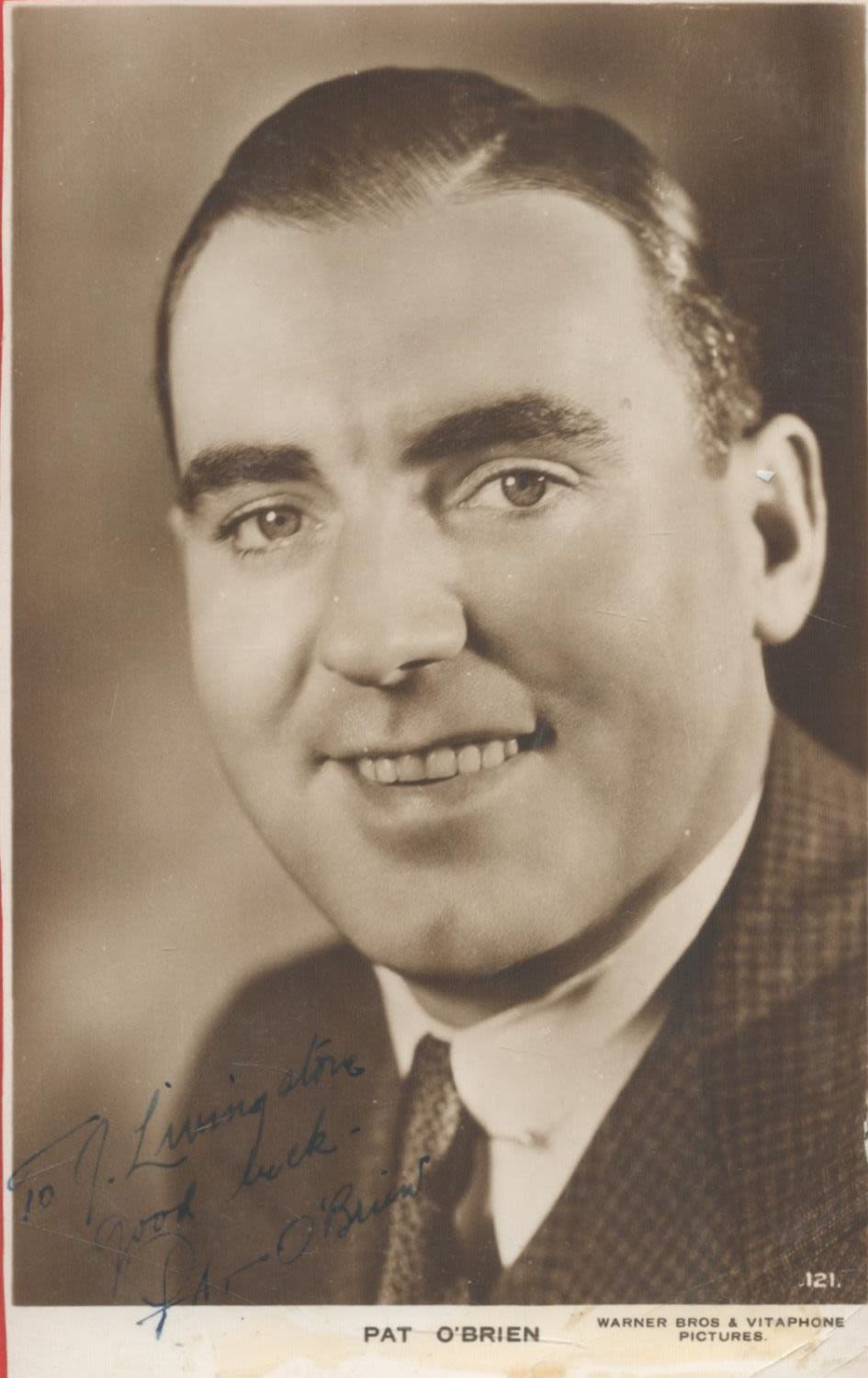 Lot 276: Pat O'Brien signed 6x4 vintage black and white...