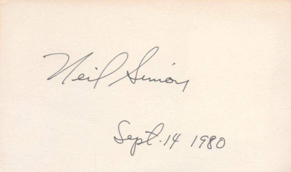 Lot 310: American Playwright Neil Simon Signed 5x3 inch White...