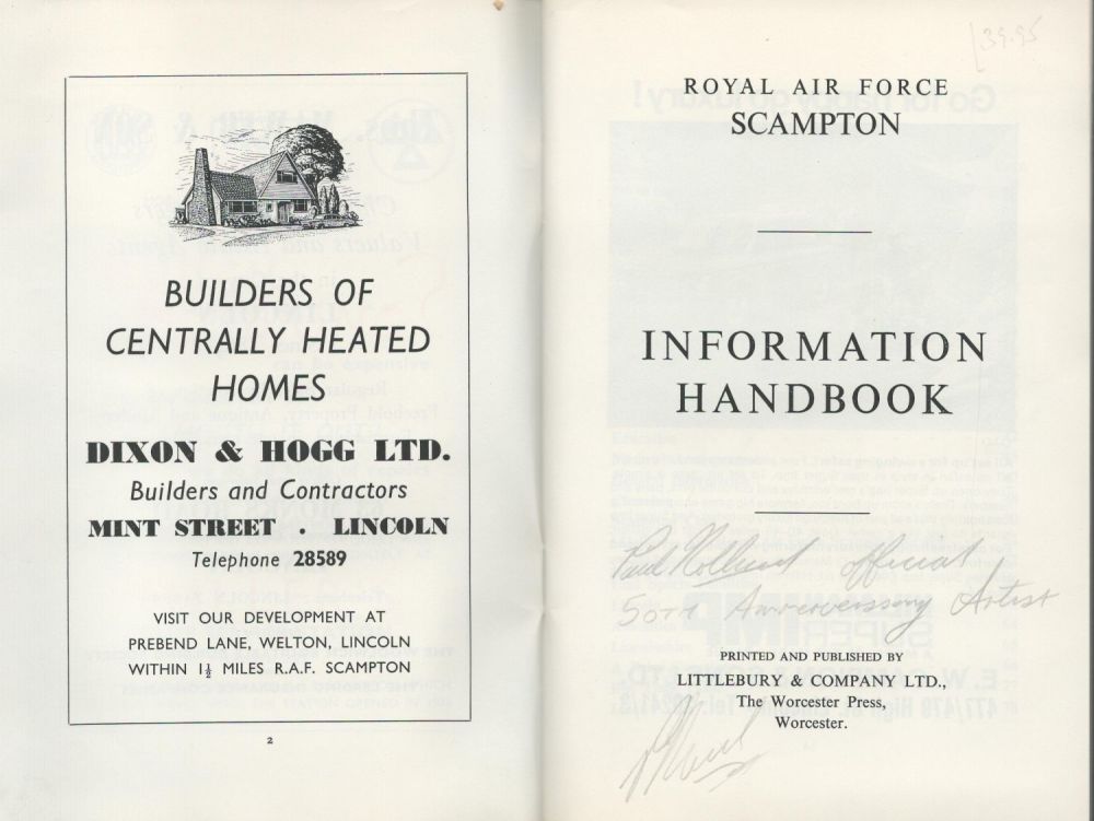 Lot 372: Official Royal Air Force Scampton Information Handbook Signed...