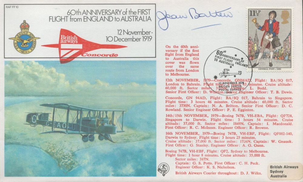 Lot 390: Jean Batten signed 60th anniv of 1st flight...