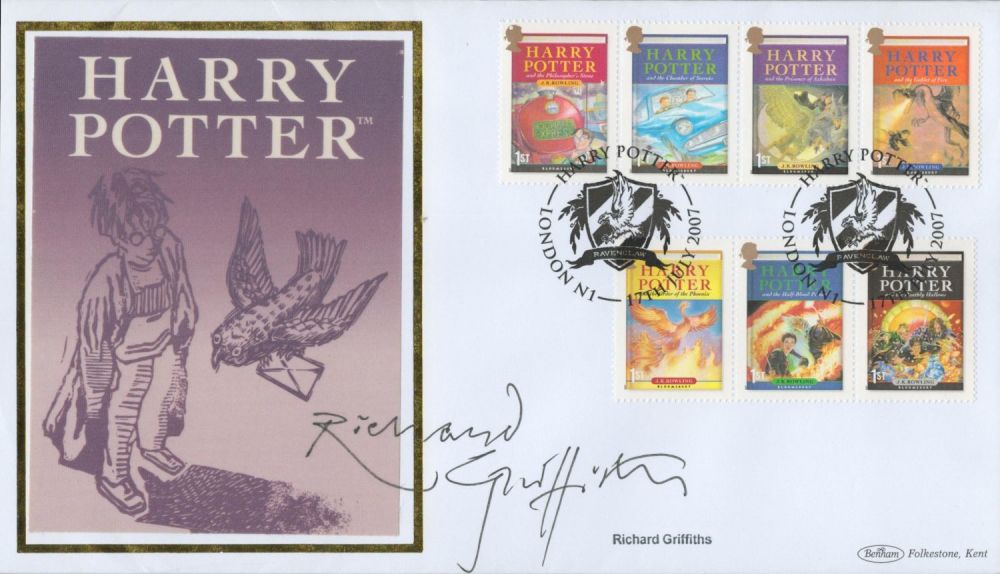 Lot 482: Richard Griffiths signed Harry Potter FDC. Includes 7...