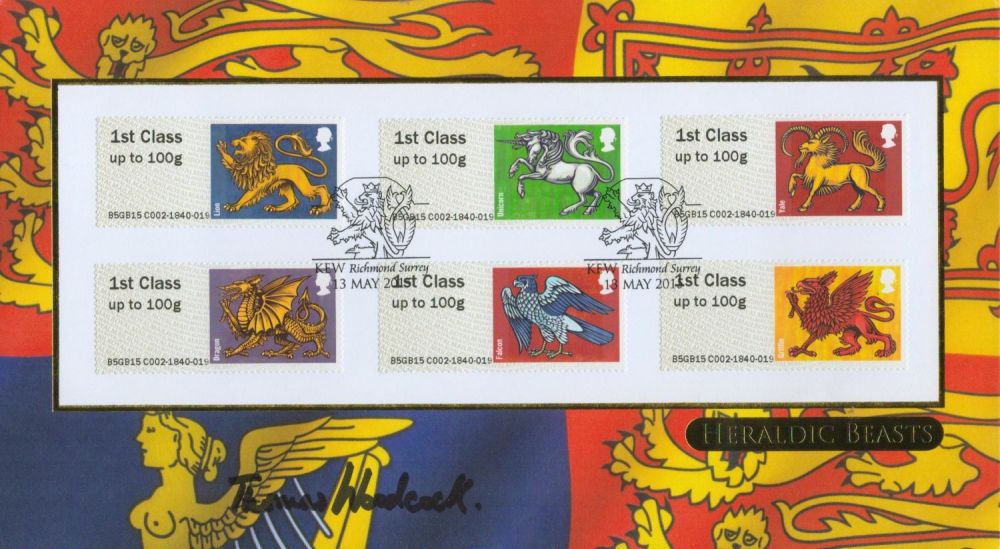 Lot 497: Thomas Woodcock signed The Queen's Beast FDC. Includes...