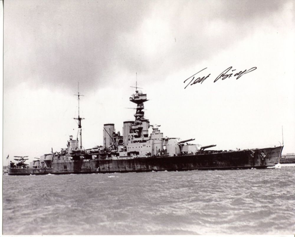 Lot 669: HMS Hood. 8x10 inch photo hand signed by...