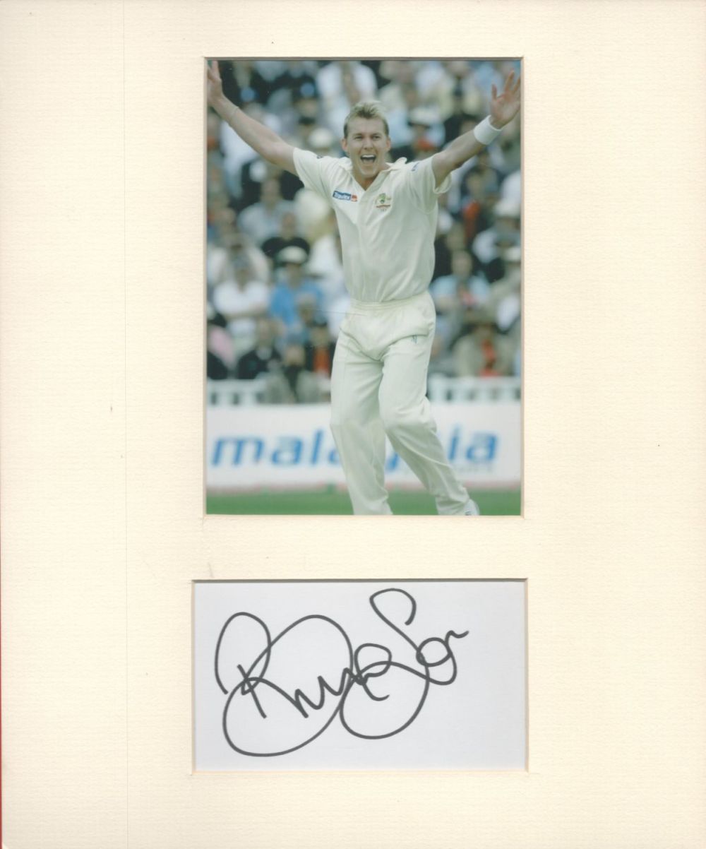 Lot 195: Brett Lee 10x12 overall size mounted signature piece....