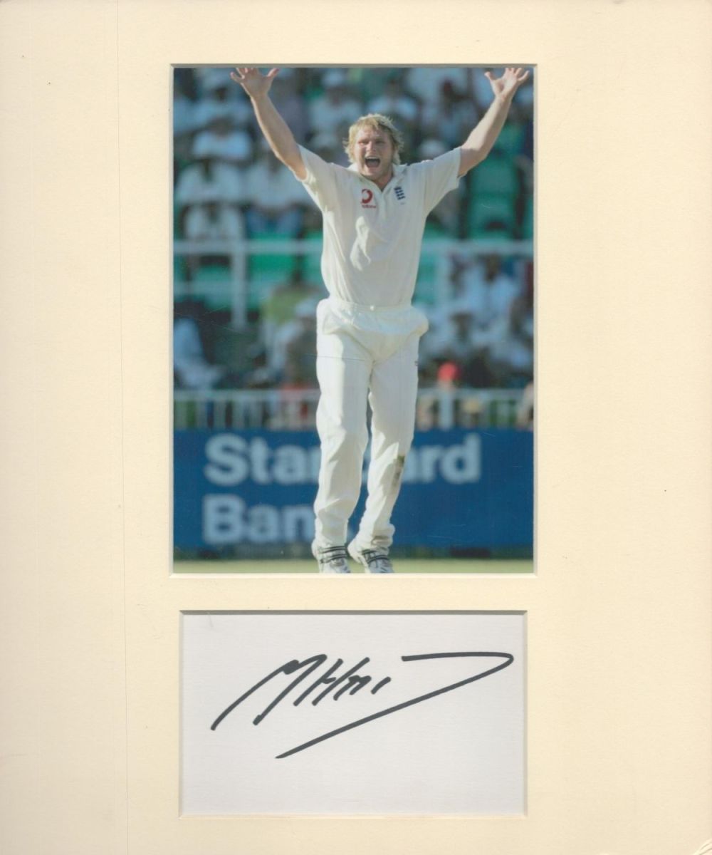 Lot 197: Matthew Hoggard 10x12 overall size mounted signature piece....
