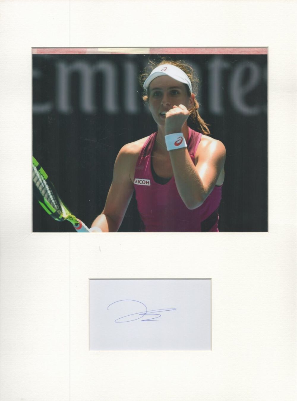 Lot 202: Johanna Konta 16x12 overall size mounted signature piece....