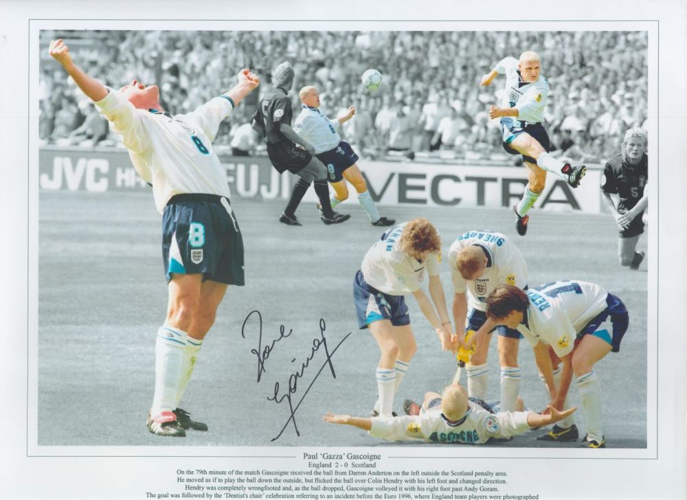 Lot 218: Football Paul Gascoigne Signed 16x12 inch Colour England...
