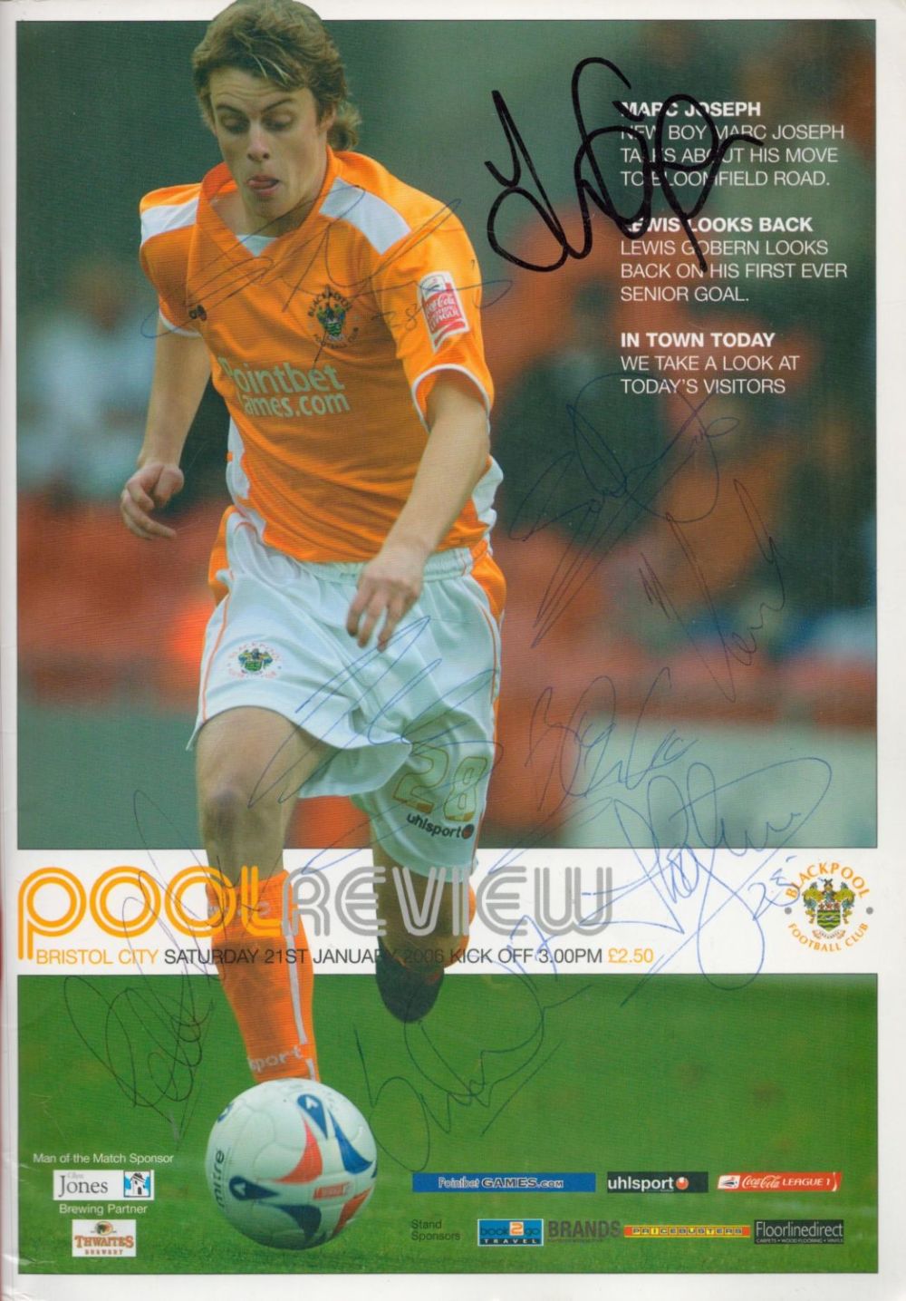 Lot 338: Football 9 Signed Blackpool FC Programme V Bristol...