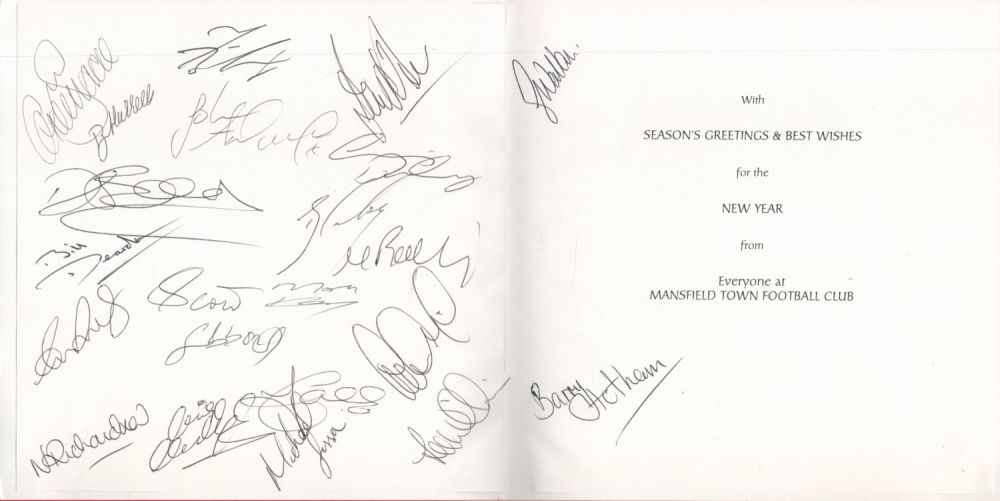 Lot 344: Football Mansfield Town Team Signed Christmas Card. Signatories...