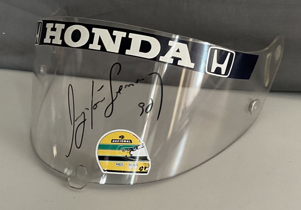 Lot 358: Motor Racing Ayrton Senna Signed Honda Visor off...
