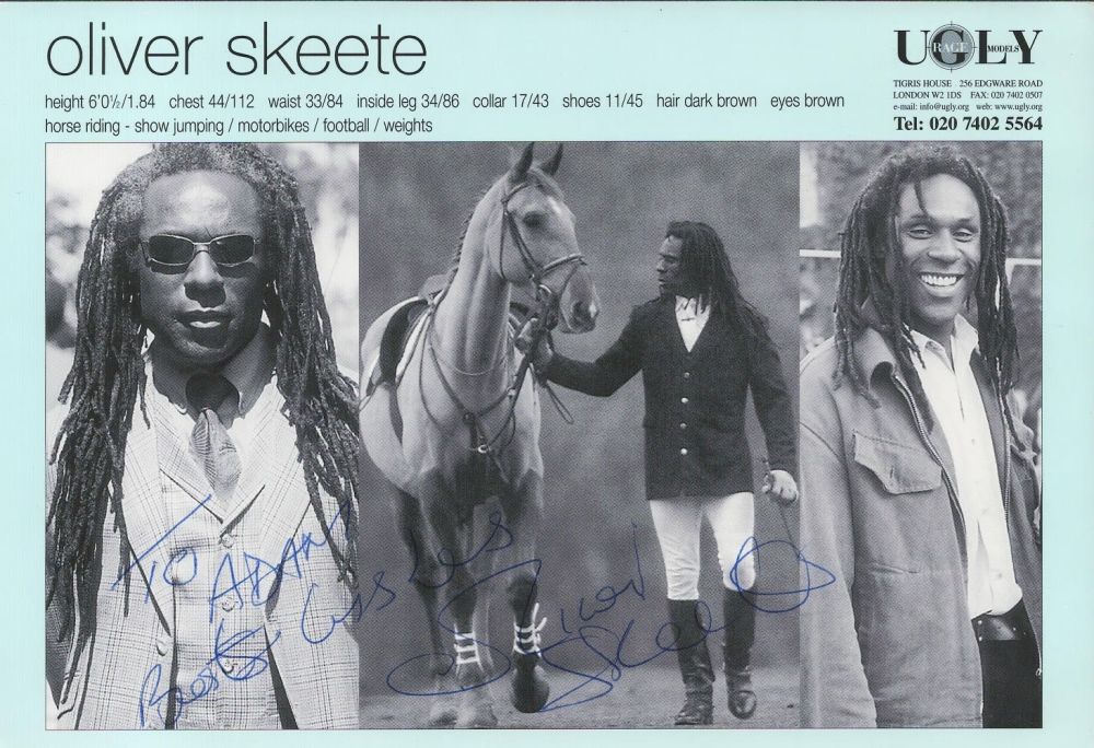 Lot 73: Oliver Skeete signed and dedicated 8x5 black and...