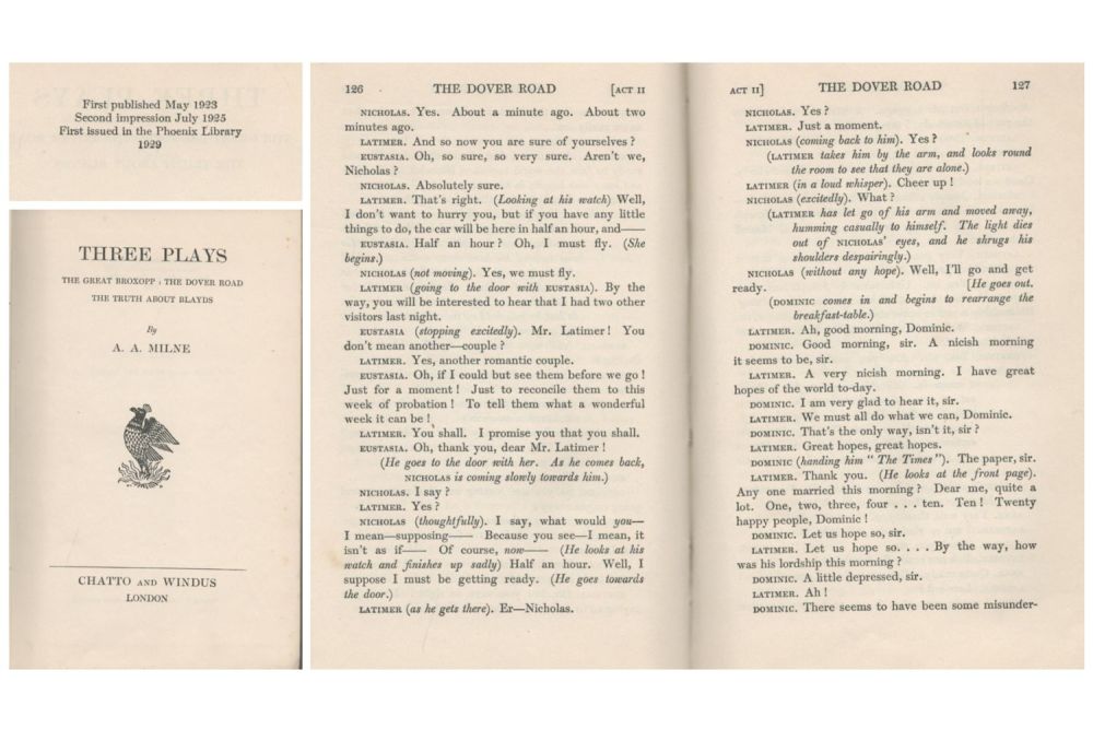 Lot 96: Three Plays by A A Milne 1929 Phoenix...