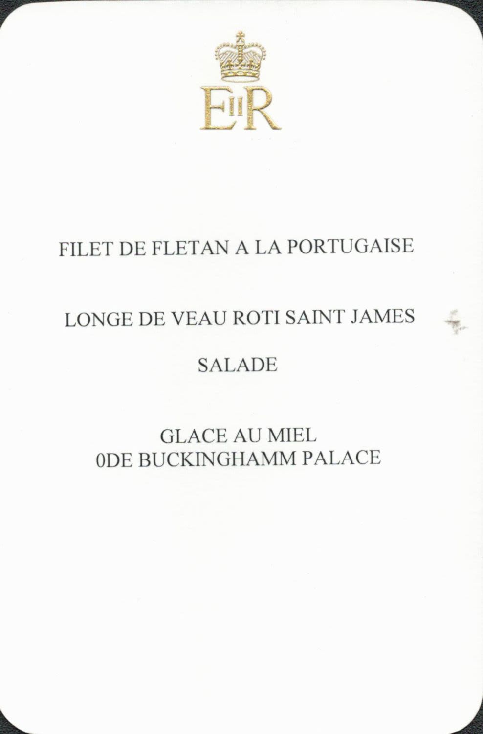 Lot 136: The Queen ER dinner menu from her Christmas...