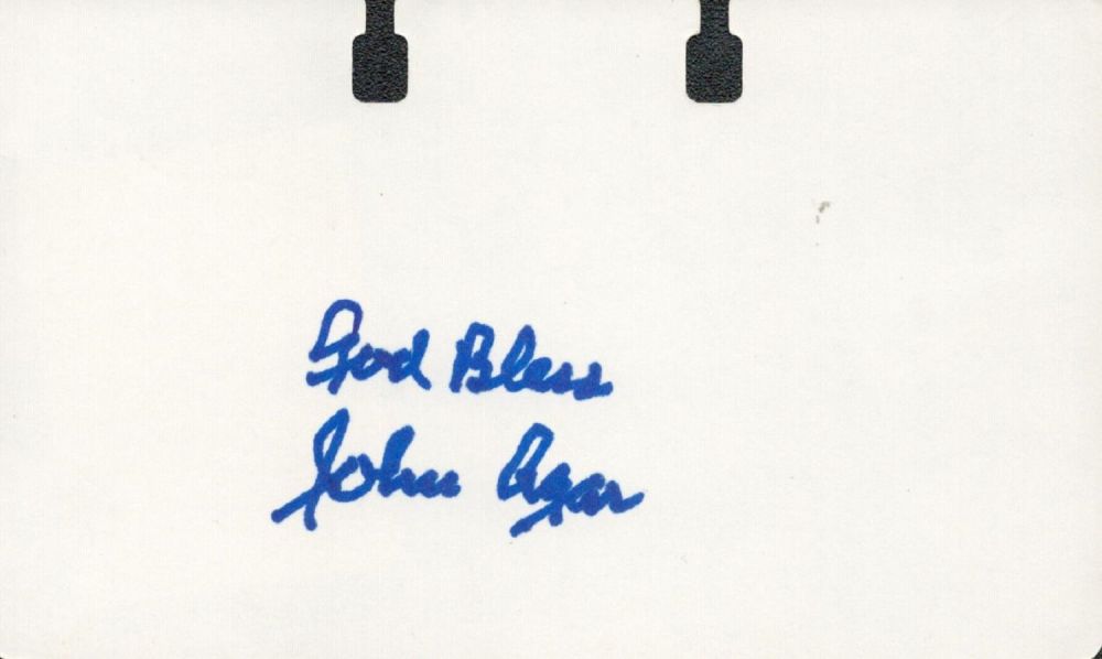 Lot 138: John Agar signed small white index card. (January...