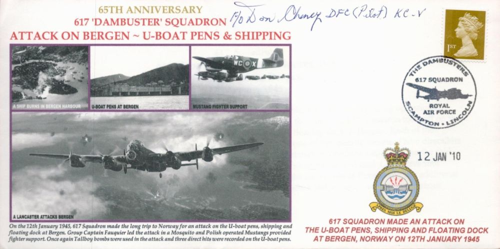 Lot 167: WW2 F/O Don Cheney DFC Signed 65 Anniv...