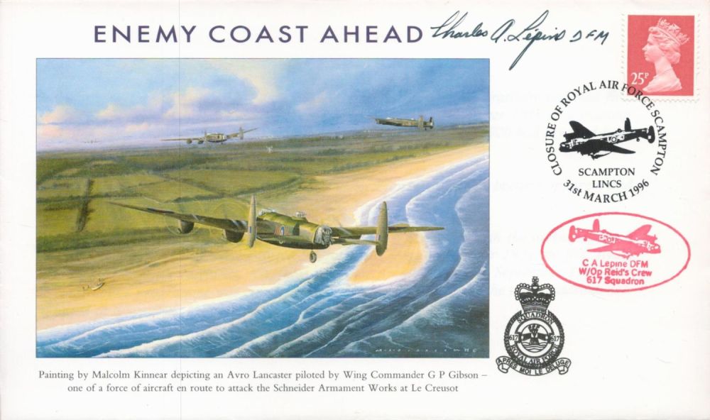 Lot 244: WW2 Charles Lepine (617 Squadron) Signed Enemy Coast...