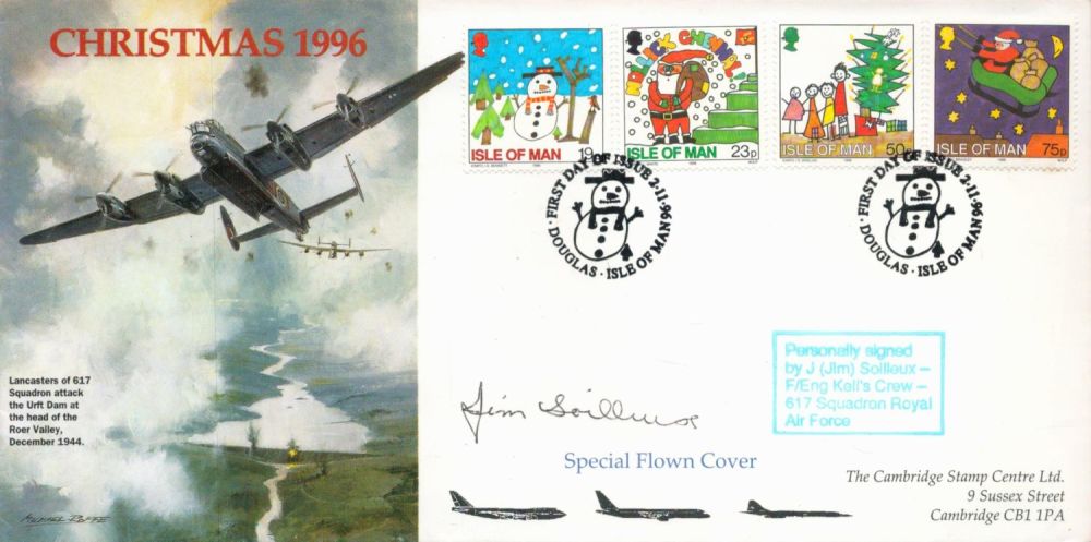Lot 298: WW2 Jim Soilleux (F/Eng Kell's Crew) Signed Christmas...