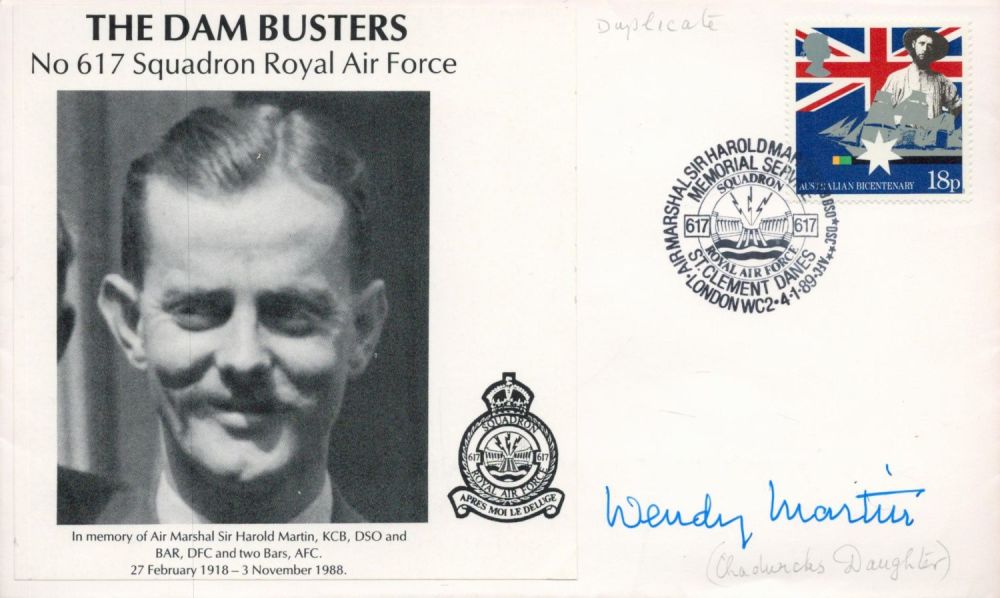 Lot 300: Wendy Martin (Chadwick's Daughter) Signed the Dambusters 617...