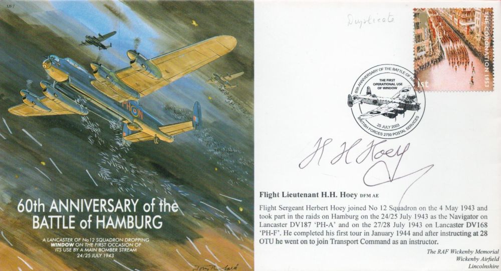 Lot 313: WW2 Flt Lt HH Hoey DFM Signed 60th...
