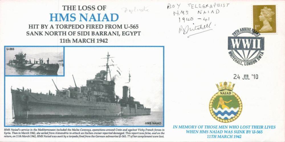 Lot 321: WW2 Boy Telegraphist John Reginald Mitchell Signed Loss...