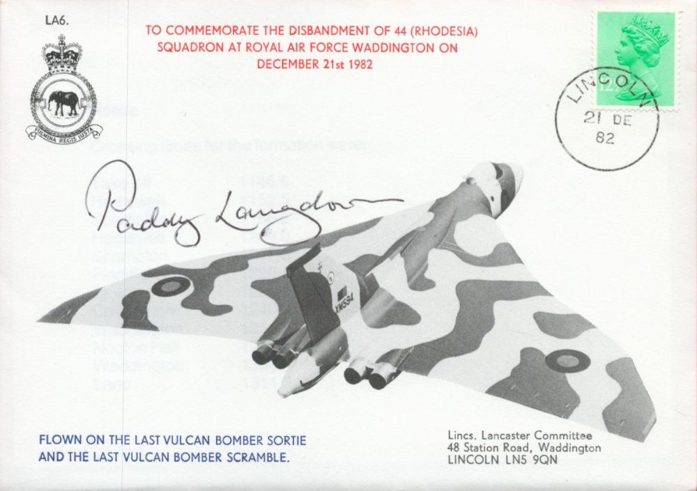 Lot 336: Paddy Langdon Signed Commemorate Disbandment of 44 (Rhodesia)...