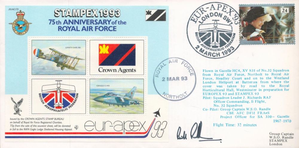 Lot 346: WW2 Grp Cptn Bill Randle Signed Stampex 1993...