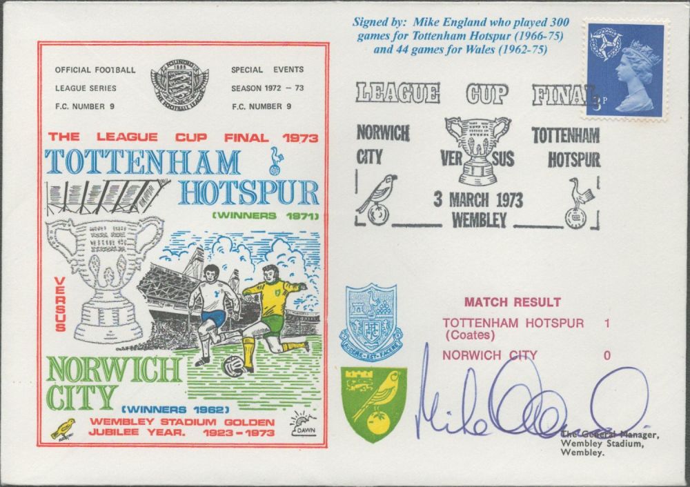 Lot 165: Mike England signed official Tottenham Hotspur V Norwich...