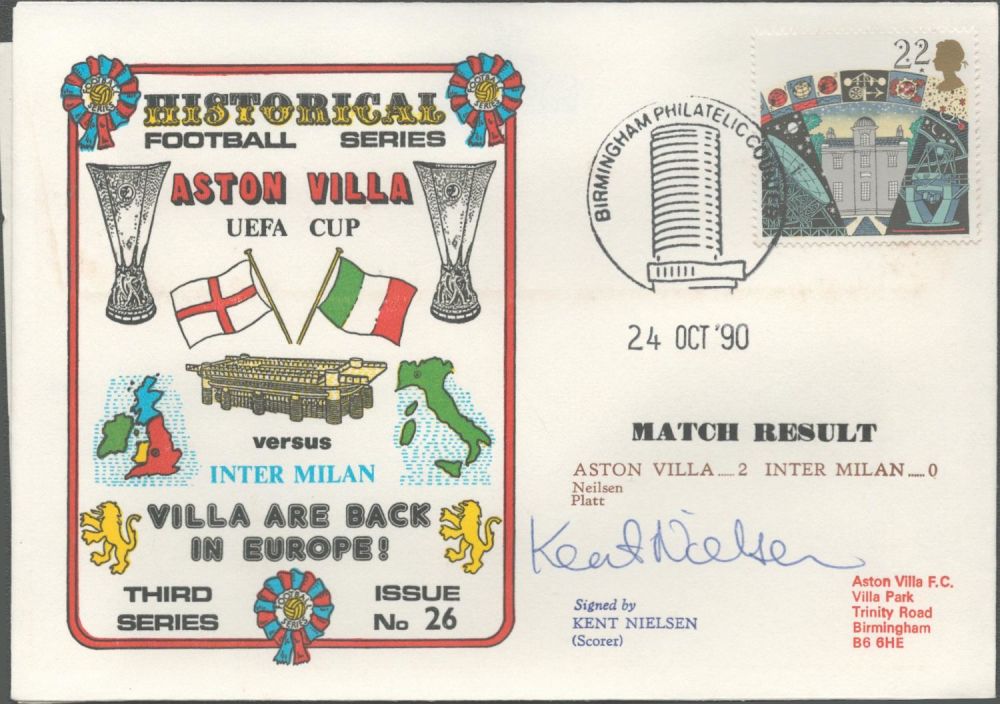 Lot 196: Kent Nielsen signed official Aston Villa V Inter...