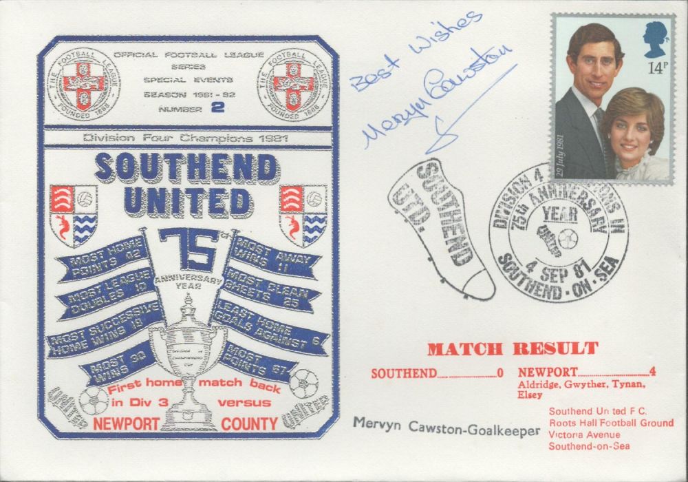 Lot 212: Mervyn Cawston signed official Southend United V Newport...