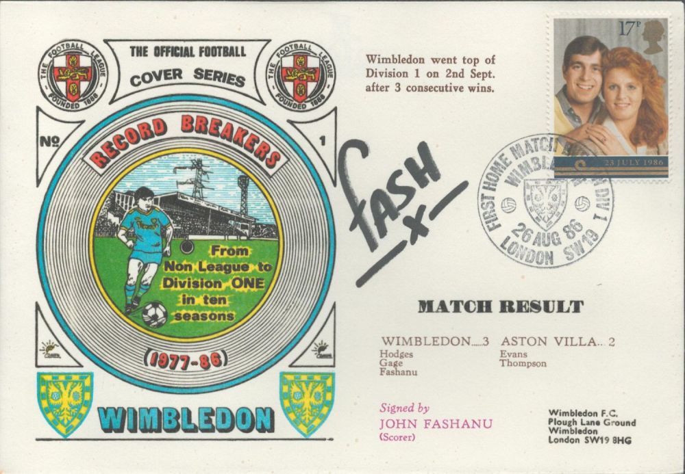 Lot 214: John Fashanu signed official Wimbledon V Aston Villa...