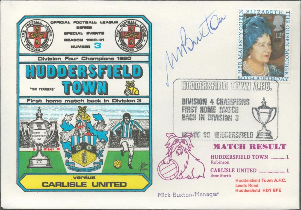 Lot 217: Mick Buxton signed official Huddersfield Town V Carlisle...
