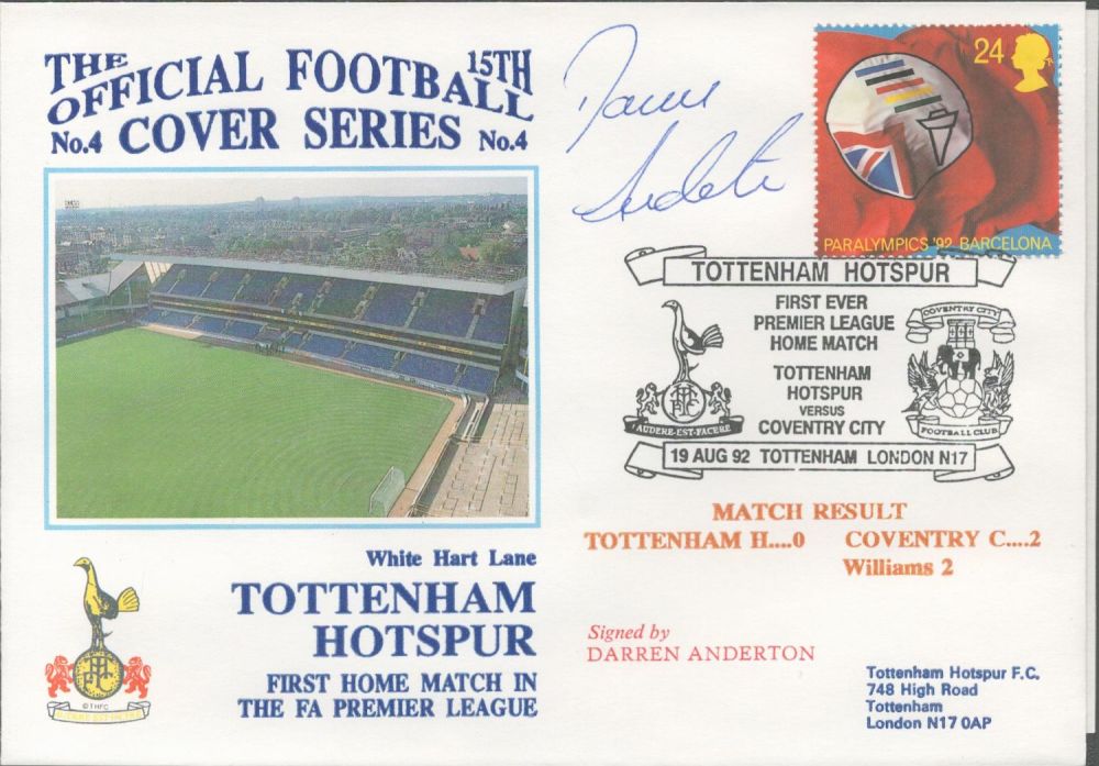 Lot 229: Darren Anderton signed official Tottenham Hotspur V Coventry...