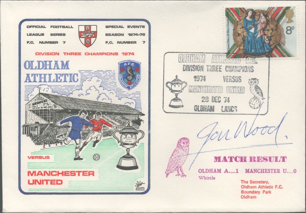 Lot 240: Ian Wood signed official Oldham Athletic V Manchester...