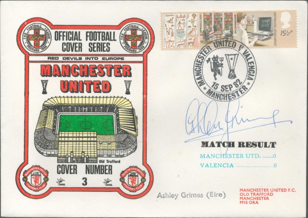 Lot 250: Ashley Grimes signed official Manchester United V Valencia...