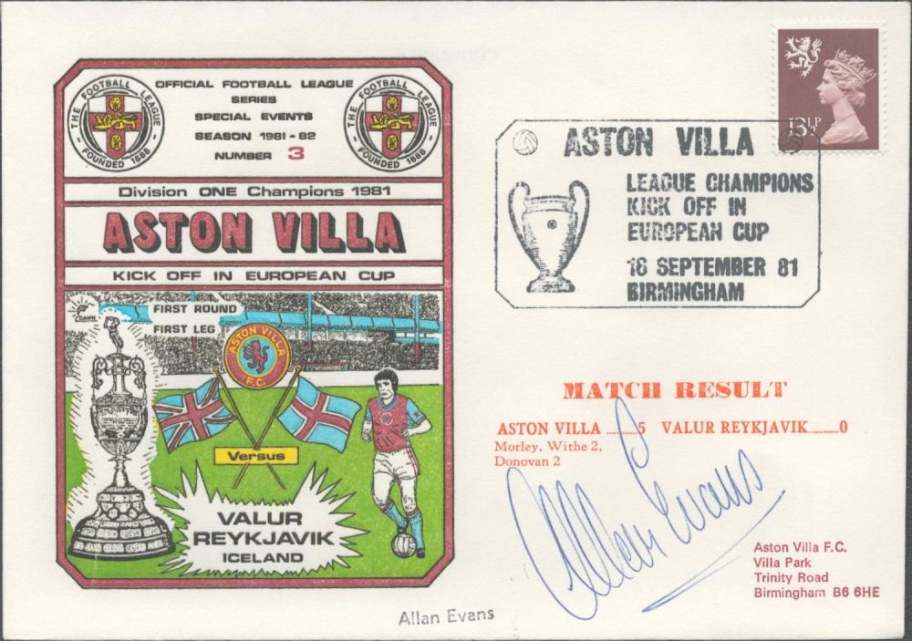 Lot 267: Allan Evans signed official Aston Villa V Valur...