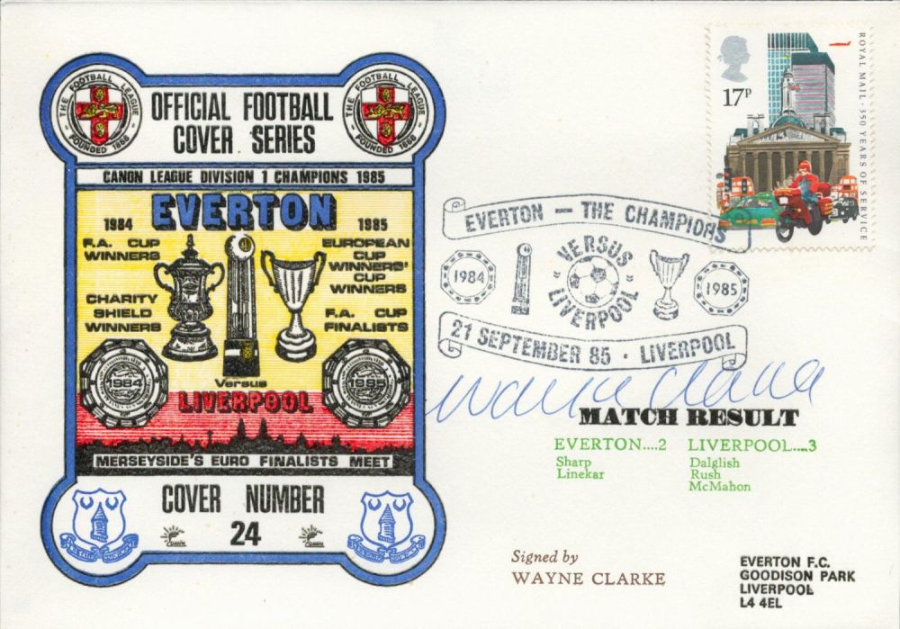 Lot 298: Wayne Clarke signed official Everton V Liverpool 1985...