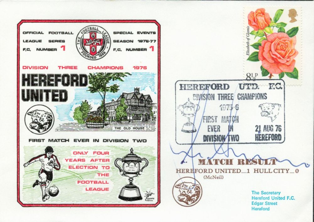 Lot 316: Dixie McNeil signed official Hereford United V Hull...