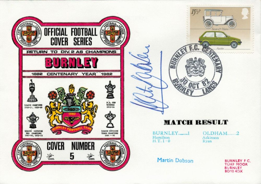 Lot 320: Martin Dobson signed official Burnley V Oldham Athletic...