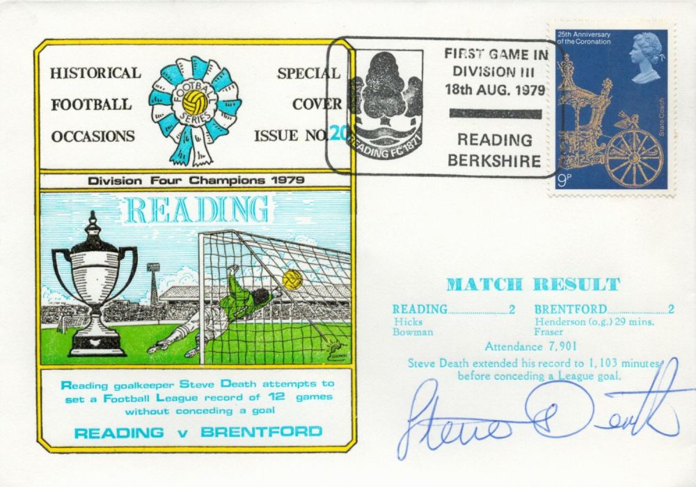 Lot 329: Steve Death signed official Reading V Brentford 1979...