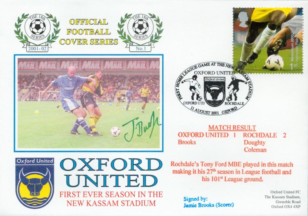 Lot 336: Jamie Brooks signed official Oxford United V Rochdale...