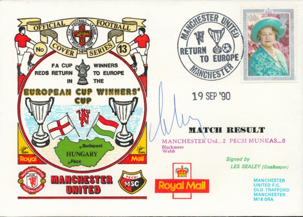 Lot 338: Les Sealey signed official Manchester United V Pecsi...