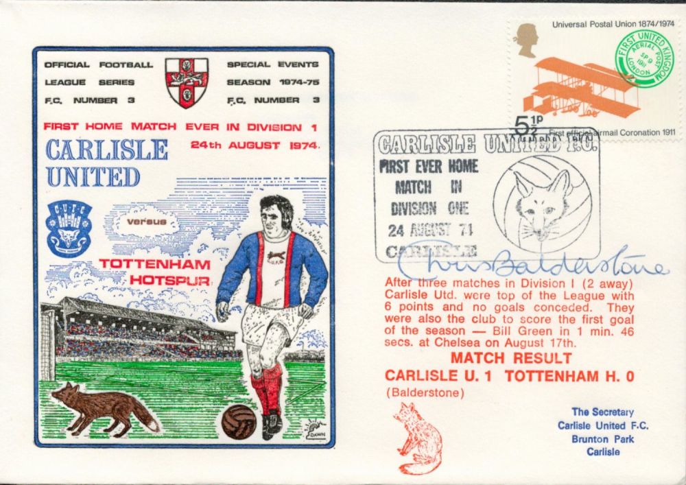 Lot 344: Chris Balderstone signed official Carlisle United V Tottenham...