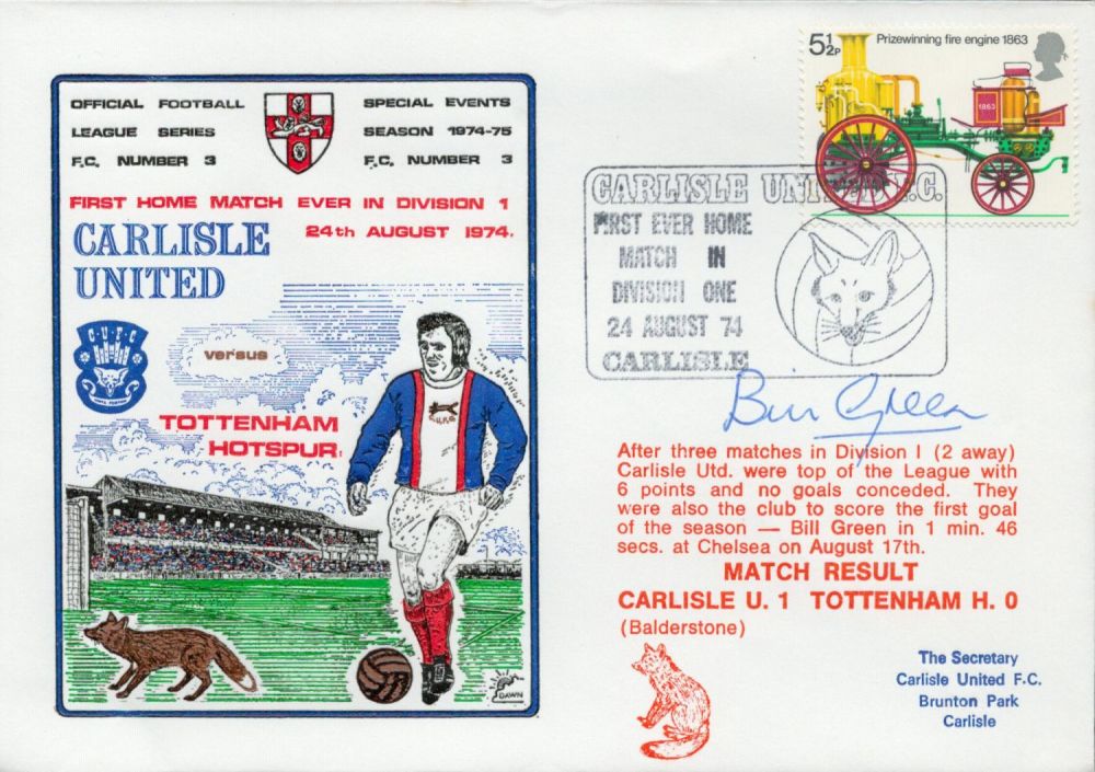 Lot 354: Bill Green signed official Carlisle United V Tottenham...