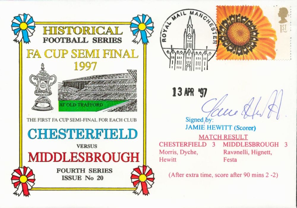 Lot 378: Jamie Hewitt signed official Chesterfield V Middlesbrough 1997...