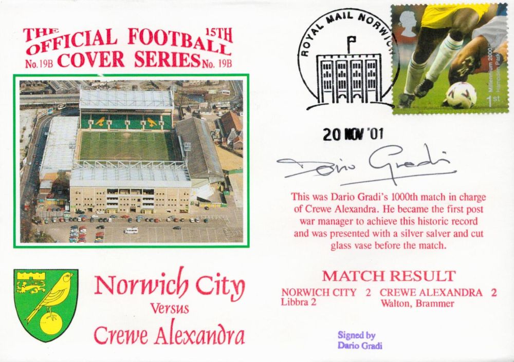 Lot 382: Dario Gradi signed official Norwich City V Crewe...